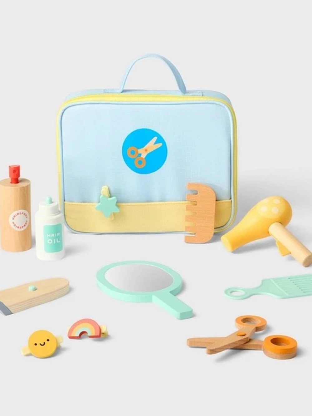 Kids Wooden Hair Salon Play Set withCarry Case - Pretend Play